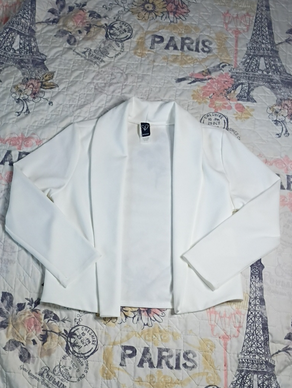 Windsor Women's White Open-Front Jacket - Elegant Lightweight Layer Size S/CH